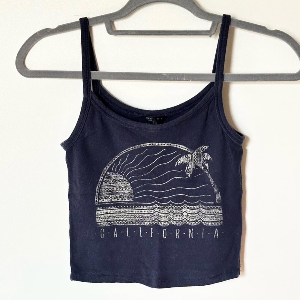 Aeropostale Women’s Navy California Graphic Crop Tank